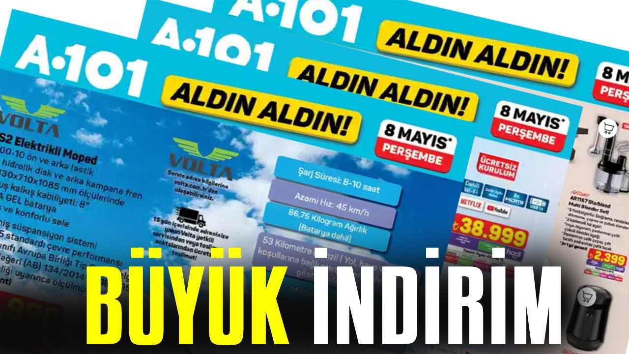A101 Katalog teknoloji çılgınlığı başladı! (8 Mayıs 2025) Volta elektrikli Moped, Samsung 70 İnç TV ve Toshiba 55 İnç Android TV hangi fiyatlarla raflarda? İşte o fiyatlar