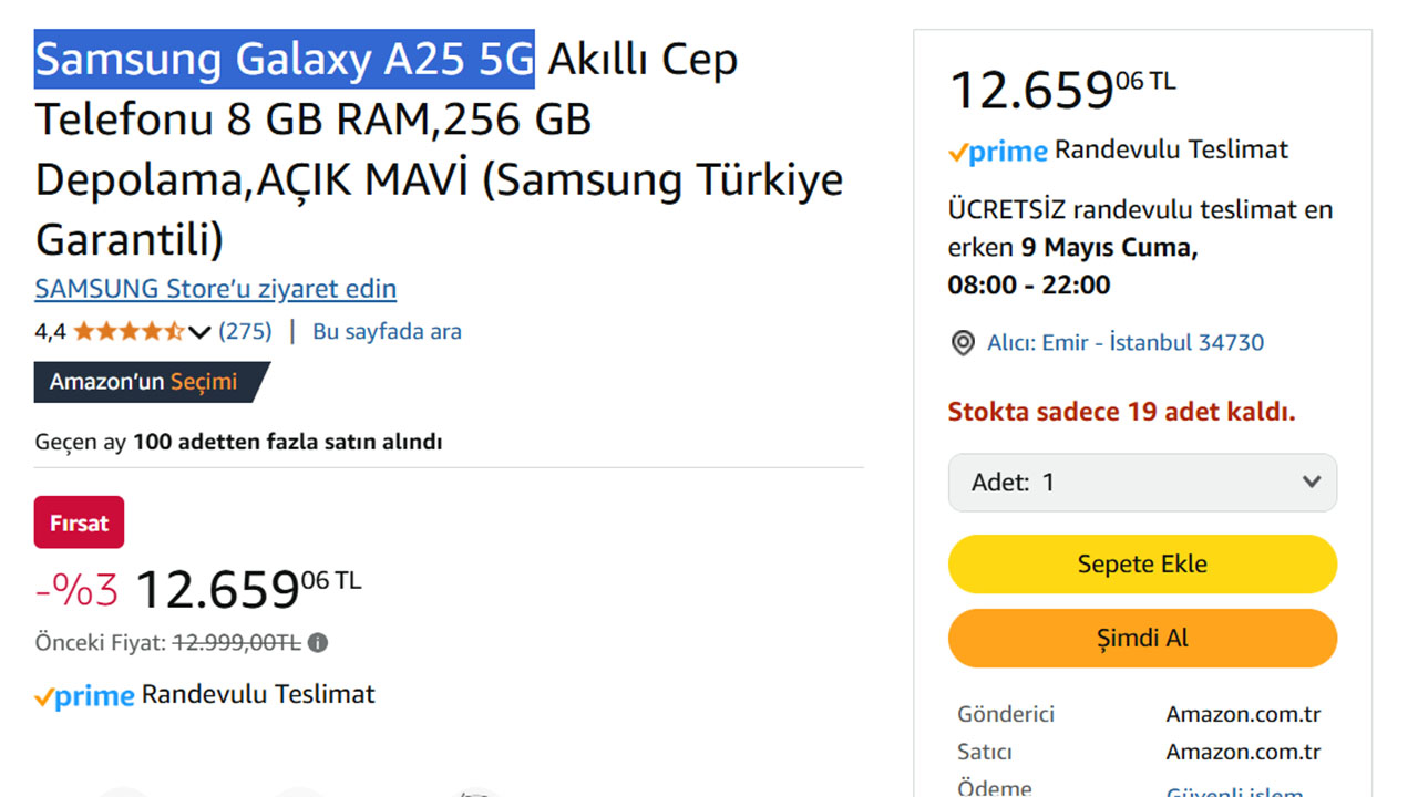 Samsung Galaxy A25 fiyatı