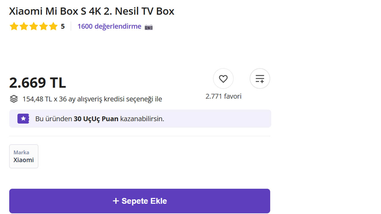Xiaomi Mi Box S 4K fiyatı