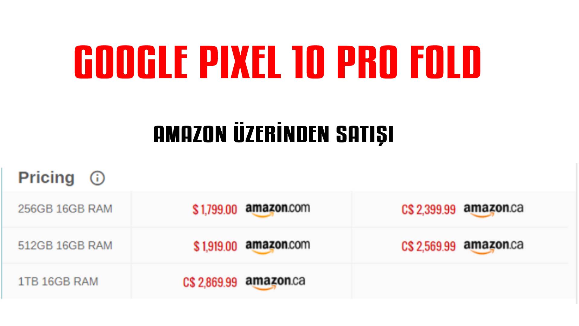 Google Pixel 10 Pro Fold fiyatı