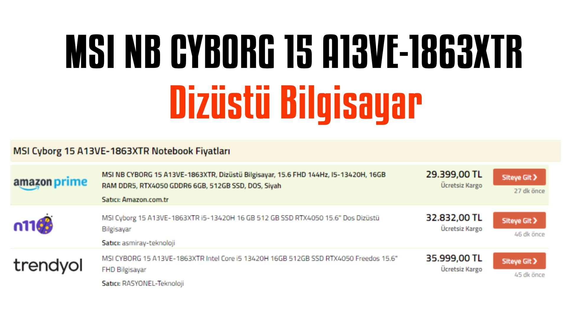 MSI Cyborg 15 A13VE-1863XTR Fiyatı